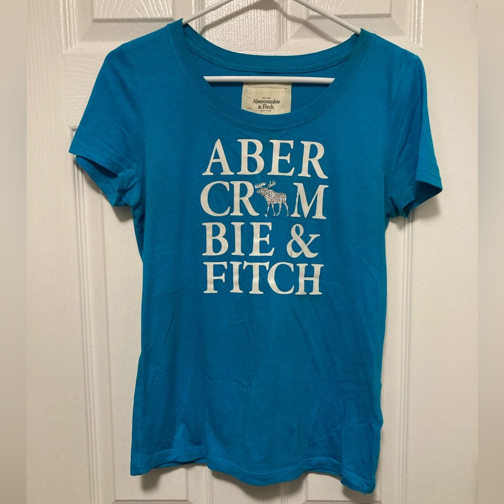 *Abercrombie & Fitch Vintage Y2K Turquoise Graphic Short Sleeve Large Shirt#M/IR